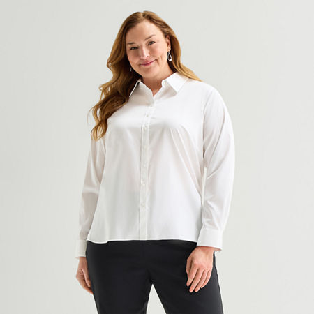 Liz Claiborne Womens Plus Long Sleeve Dress Shirt, 5x, White