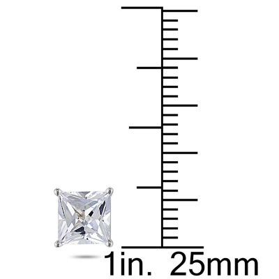 Lab Created White Sapphire 10K Gold 6.2mm Square Stud Earrings