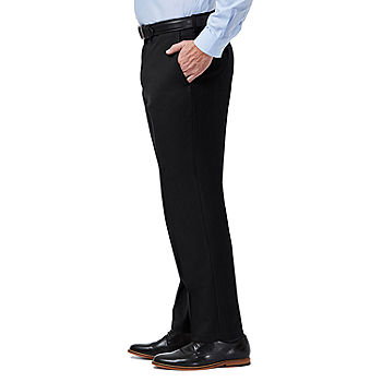 HAGGAR Men's Cool Right Performance Flex Solid Slim Fit Flat Front Pant,  black, 29 X 30 at  Men's Clothing store