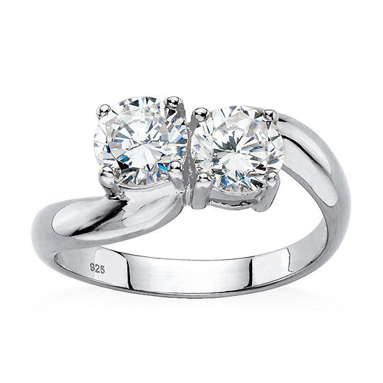 DiamonArt® Womens 2 CT. T.W. White Cubic Zirconia Platinum Over Silver Cocktail Ring