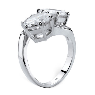 DiamonArt® Womens White Cubic Zirconia Platinum Over Silver Cocktail Ring