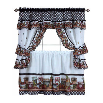 Mason Jars Cottage 5-pc. Rod Pocket Kitchen Curtains & Drapes Window Set