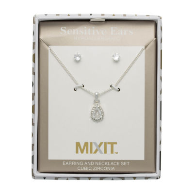 Mixit Womens Cubic Zirconia Hypoallergenic 2-pc. Jewelry Set