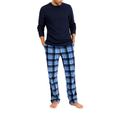 Hanes Microfleece Mens Crew Neck Long Sleeve 2-pc. Pant Pajama Set