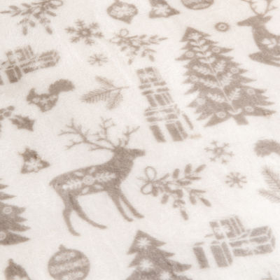 Linery Velvet Plush Fleece Holiday Printed Blanket