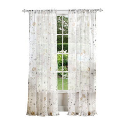 Martha Stewart Marthas Garden Light-Filtering Rod Pocket Set of 2 Curtain Panel