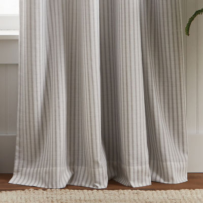 Martha Stewart Ticking Stripe Blackout Rod Pocket Back Tab Set of 2 Curtain Panel