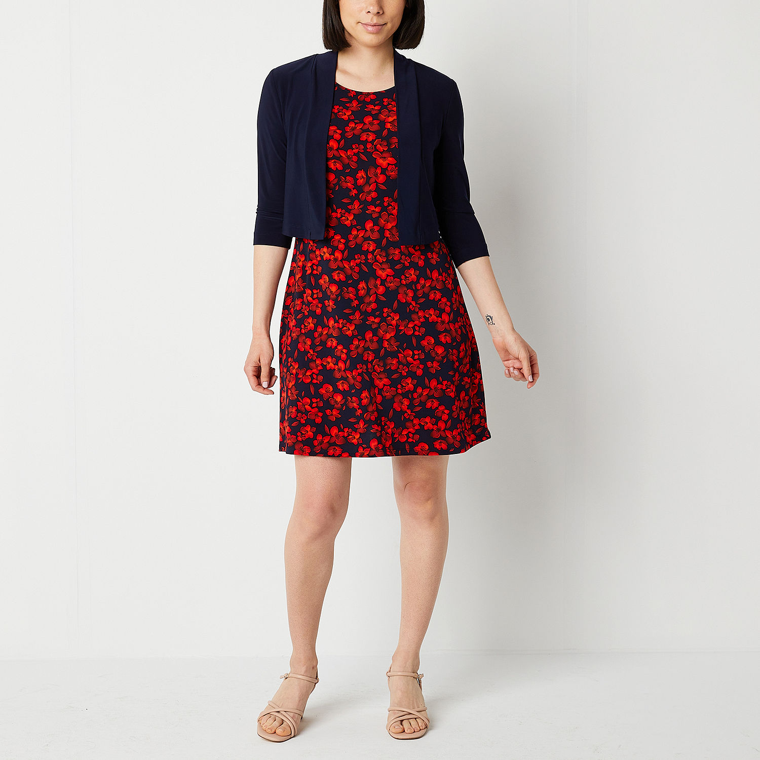 Perceptions Petite Jacket Dress, Color: Navy Red - JCPenney