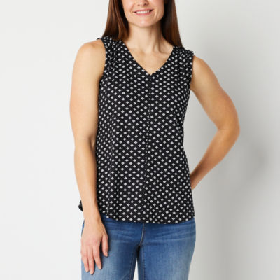 Liz Claiborne Womens V Neck Sleeveless Tank Top JCPenney