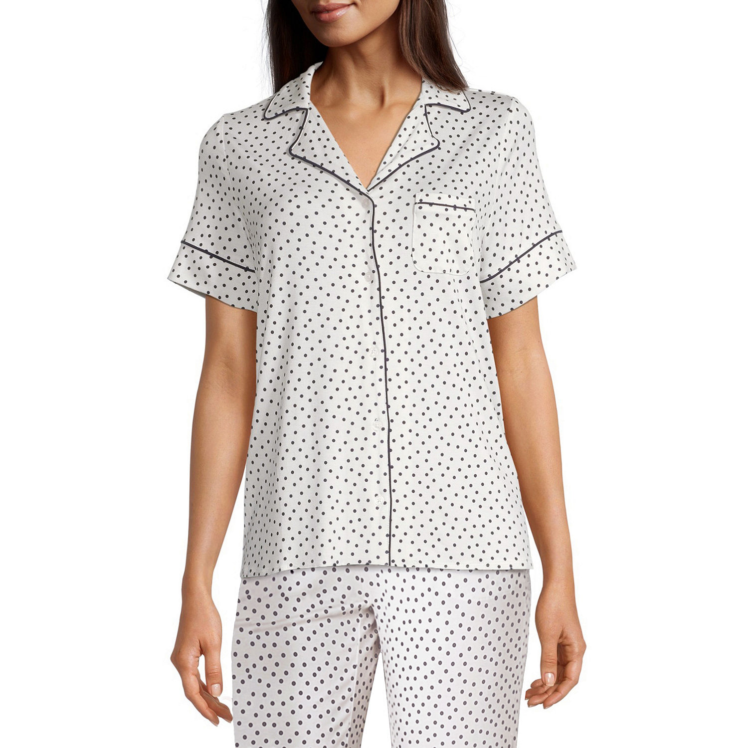 Liz Claiborne Cool and Calm Womens Short Sleeve Pajama Top - JCPenney