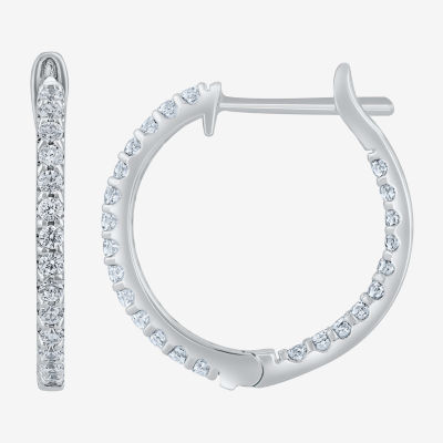 1/2 CT. T.W. Genuine White Diamond 14K Gold 17mm Hoop Earrings