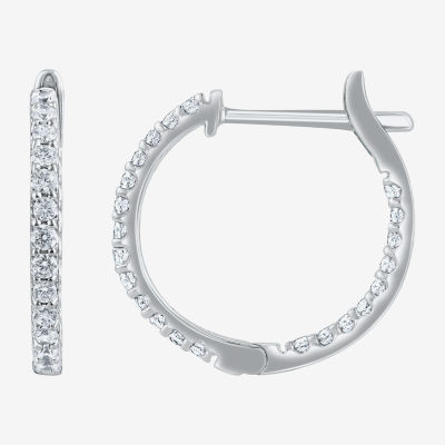1 CT. T.W. Genuine White Diamond 14K Gold 20.3mm Hoop Earrings