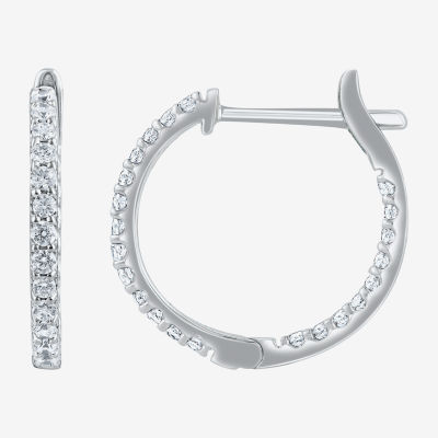 1 CT. T.W. Genuine White Diamond 14K White or Yellow Gold 20.3mm Hoop Earrings