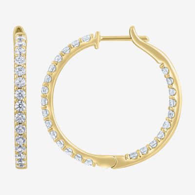 2 CT. T.W. Genuine White Diamond 14K White or Yellow Gold 26.6mm Hoop Earrings