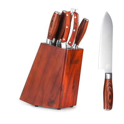 Commercial Chef 6 Pc Knife Set With Block