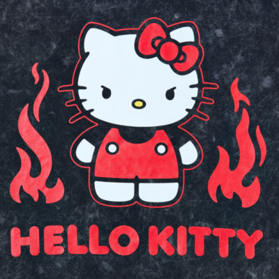Juniors Hello Kitty Fire Oversized Tee Womens Crew Neck Short Sleeve Graphic T-Shirt