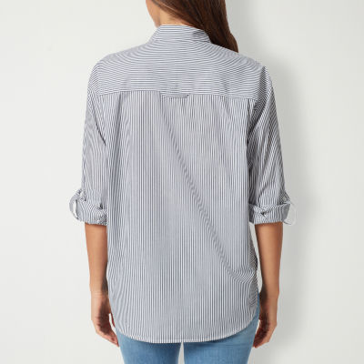 Gloria Vanderbilt® Amanda Womens Long Sleeve Regular Fit Button-Down Shirt