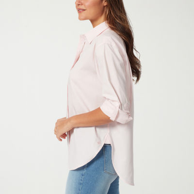 Gloria Vanderbilt® Amanda Womens Long Sleeve Regular Fit Button-Down Shirt