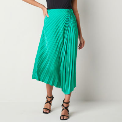 Worthington Womens Mid Rise Midi Pleated Skirt