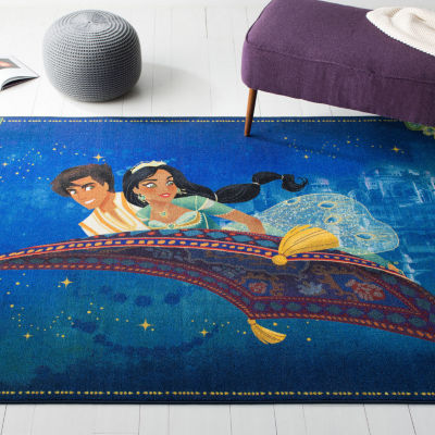 Disney Aladdin Collection Aladdin And Jasmine Washable Indoor Rectangular Accent Rug
