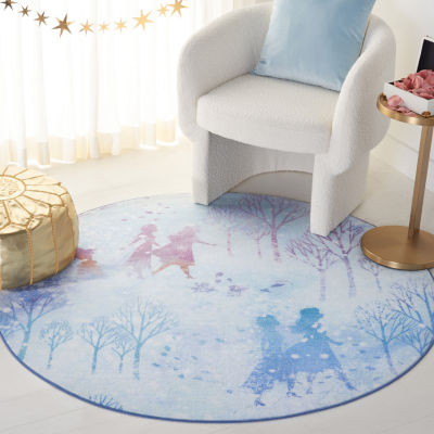 Disney Frozen II Collection Believe Washable 5'x5' Indoor Round Area Rug