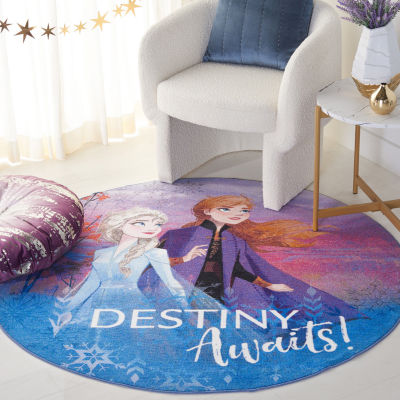 Disney Frozen II Collection Destiny Washable 5'x5' Indoor Round Area Rug