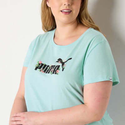 PUMA Womens Crew Neck Short Sleeve T-Shirt Plus