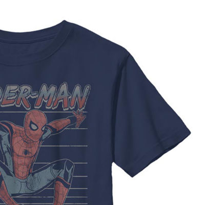 Disney Collection Little & Big Boys Crew Neck Short Sleeve Marvel Spiderman Graphic T-Shirt