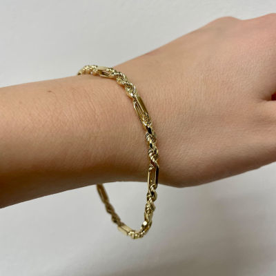Made in Italy 14K Gold 8 Inch Hollow Link Link Bracelet