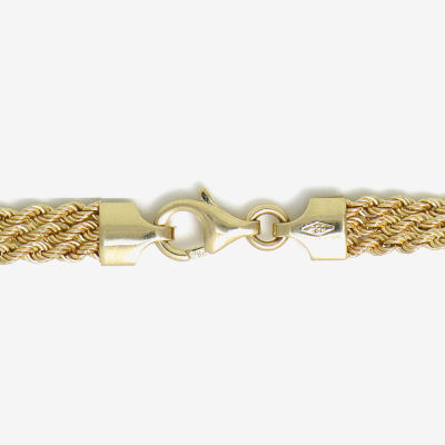 Made in Italy Womens 14K Gold 7.5 Inch Hollow Rope Chain Bracelet