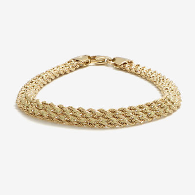 Made in Italy Womens 14K Gold 7.5 Inch Hollow Rope Chain Bracelet
