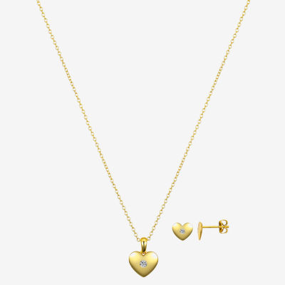 Bijoux Bar Delicates Cubic Zirconia Gold Tone Heart 2-pc. Jewelry Set