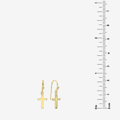 Silver Reflections Womens 14K Gold Over Brass Cross Drop Earrings