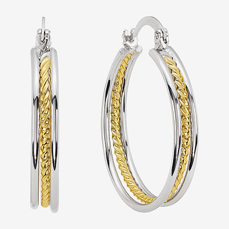 Silver Reflections Womens 34.7mm Hoop Earrings In Metallic