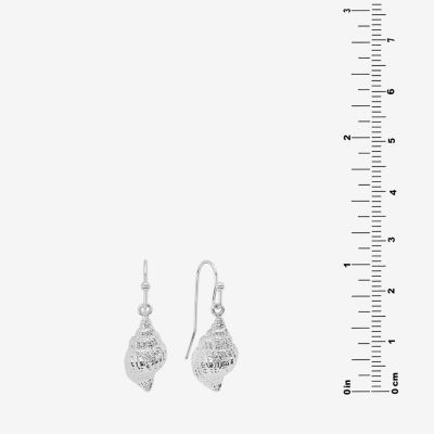 Silver Reflections Shell Womens Pure Silver Over Brass Drop Earrings
