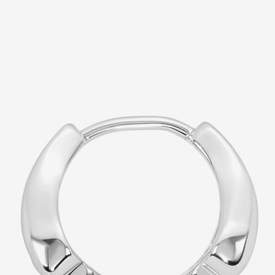 Silver Reflections Shell Womens 13.2mm Hoop Earrings