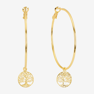 Silver Reflections Saint Jude Womens 14K Gold Over Brass 64.5mm Hoop Earrings