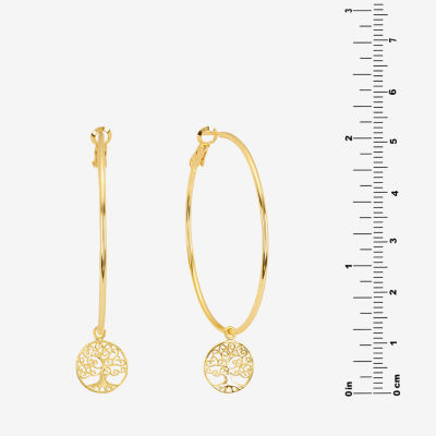 Silver Reflections Saint Jude Womens 14K Gold Over Brass 64.5mm Hoop Earrings