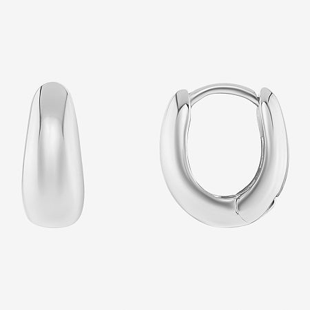Silver Reflections Womens 18mm Hoop Earrings In Silver