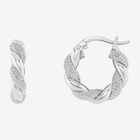 Silver Reflections Womens 18mm Hoop Earrings In Transparent