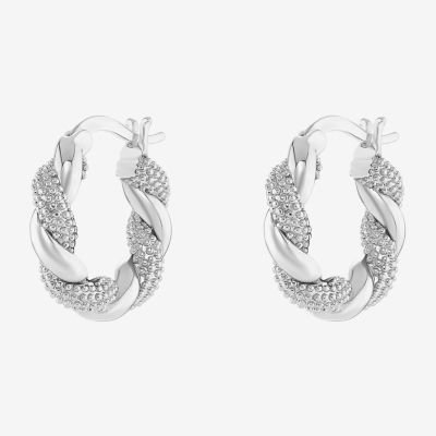 Silver Reflections Womens 18mm Hoop Earrings - JCPenney