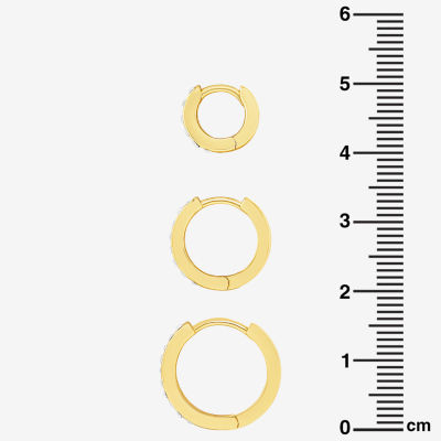 Sparkle Allure Womens White Crystal 18K Gold Over Brass 3 Pair Earring Set