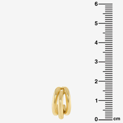 Silver Reflections Triple Row Womens 14K Gold Over Brass 23mm Hoop Earrings