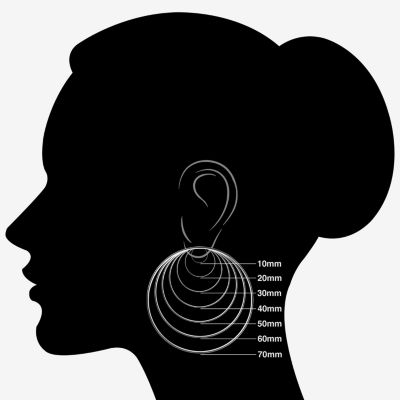 Silver Reflections Tube Diamond Cut Womens 14K Gold Over Brass 50mm Hoop Earrings