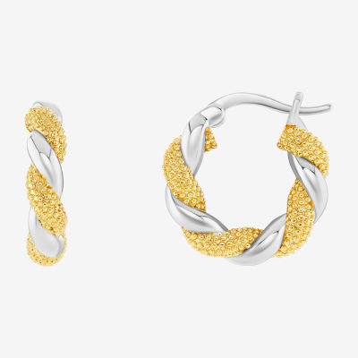 Silver Reflections Twisted Womens 18mm Hoop Earrings