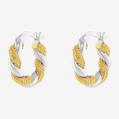 Silver Reflections Twisted Womens 18mm Hoop Earrings