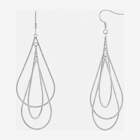 Silver Reflections Orbital Womens Pure Silver Over Brass Drop Earrings, One Size