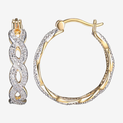Sparkle Allure Diamond Accent 18K Gold Over Brass Hoop Earrings