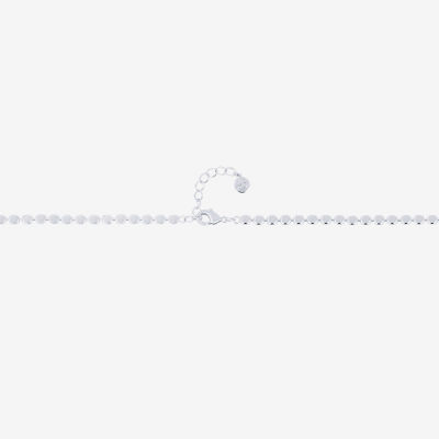 Silver Reflections Womens 10 Inch Solid Bead Round Ankle Bracelet