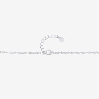 Silver Reflections Womens 10 Inch Solid Cable Ankle Bracelet